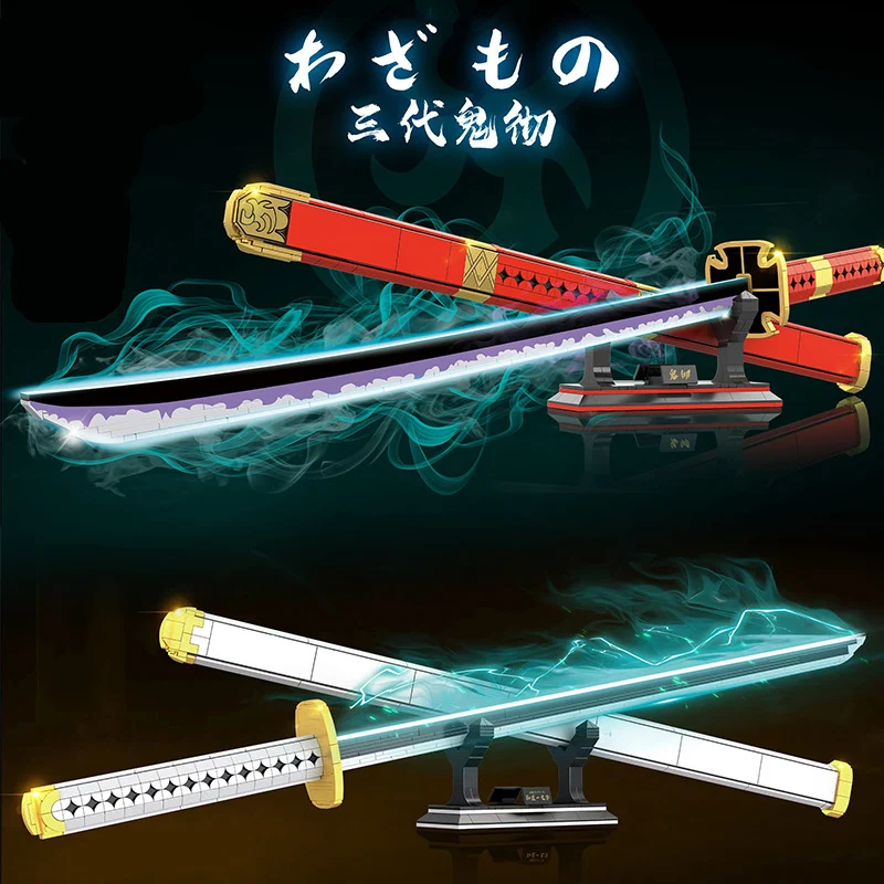 

MOC Zoro Samurai Sword Japanese Anime Katana Weapon Building Blocks Butterfly Nichirin Knife Bricks Toys For Children Gift
