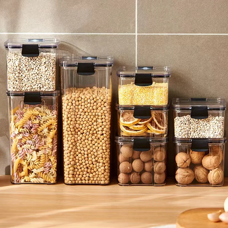 Food Storage Kitchen Container Plastic Box Jars for Bulk Cereals Kitchen  Organizers for Pantry Organizer Jars With Lid Home - AliExpress