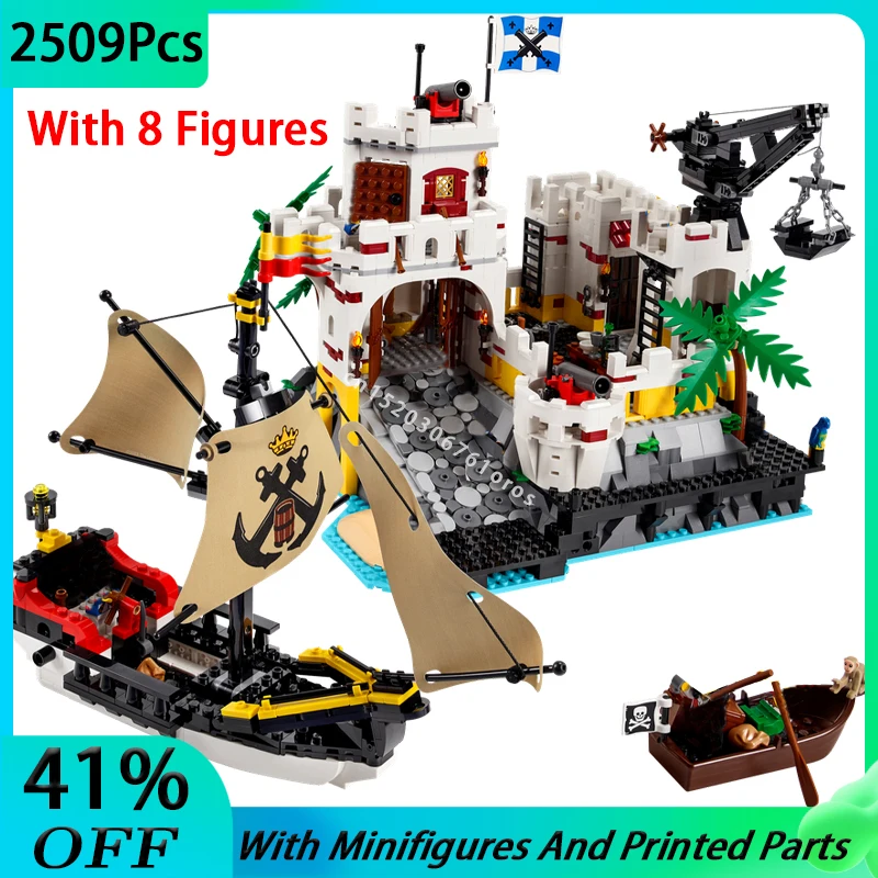 Serie Di Pirati Medievali Eldorado Fortress 10320 Fortress Pirate Barracuda Bay Blocco Da Costruzione Modulare Fai Da Te Assemblare Regalo Giocattolo 