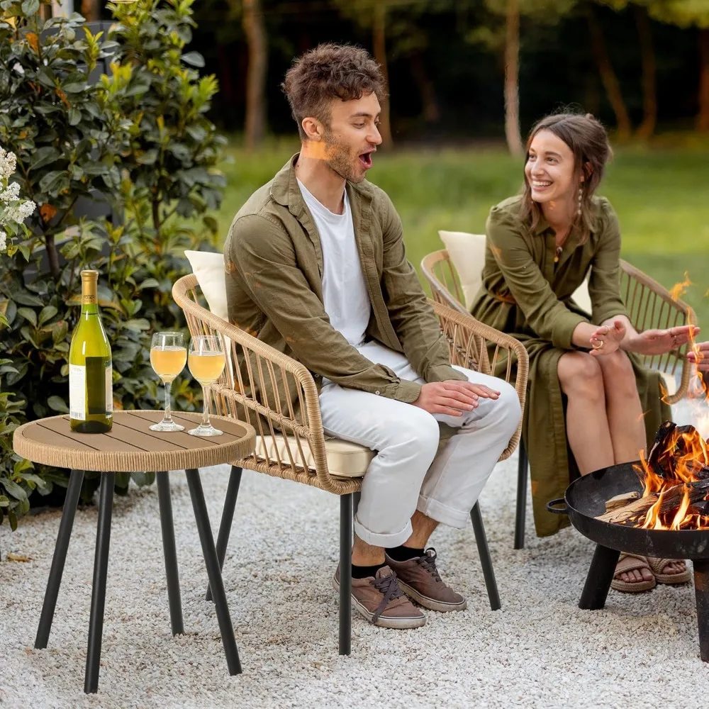 Rattan Outdoor Sofa Set 3 Pieces Outdoor Wicker Patio Conversation Bistro Set  All Weather Rattan Patio Furniture Set 6
