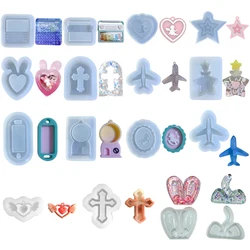 DIY Geometry Phone Radio Quicksand Silicone Epoxy Mold Homemade DIY Keychain Pendant Jewelry Crafting Mould for Valentines Gift