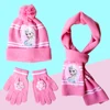 New Autumn Winter Children Hat Elsa Classics Disney Princess Cartoon Cap Scarf Hat Glove Warm knitted hat Girl Christmas Hat 3