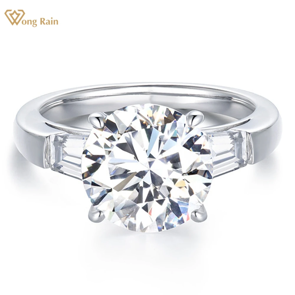 

Wong Rain 925 Sterling Silver 3EX VVS1 5CT Round Cut Real Moissanite Diamonds Ring for Women Engagement Jewelry Anniversary Gift
