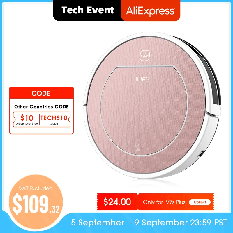 Ilife V7s Plus Robot Vacuum Cleaner Sweep And Wet Mopping Floors&carpet
