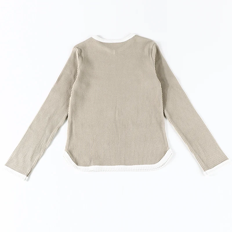 Kinder rippen kurze ärmel und lange hülse sommer kleidung top kinder kleidung jungen und mädchen kleidung kontrast weiß trim – Detail 10