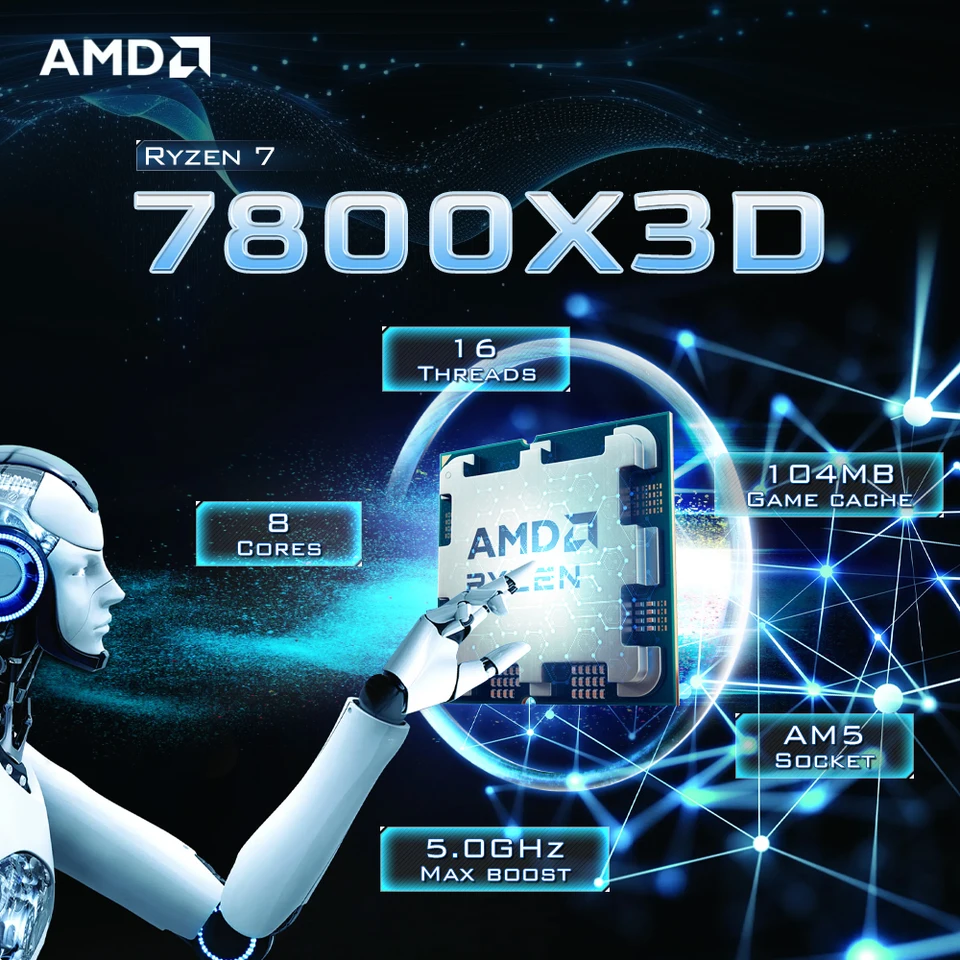 Processeur AMD Ryzen 7 7800X3D (5 Ghz) AM5 - Version OEM (Tray) à prix bas Processeur AMD Ryzen 7 7800X3D (5 Ghz) AM5 - Version OEM (Tray) à prix bas