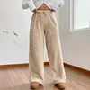Autumn Winter Solid Women Plush Warm Fleece Wool Pants Casual Loose Drawstring Women High Waist Comfortable Material Sweatpants 3