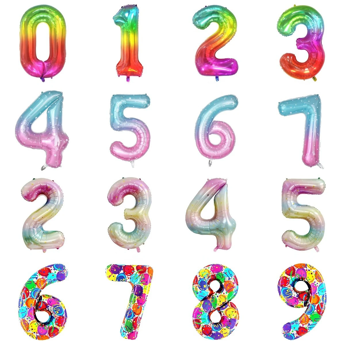 디지털 숫자 풍선, 알루미늄 호일, 그라데이션 무지개, 생일 파티, 결혼식, 크리스마스 장식, 40