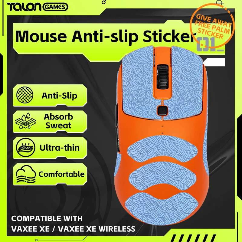 

TALONGAMES Mouse Grip Tape For VAXEE XE / XE Wireless,Palm Sweat Absorption,All Inclusive Wave Patter Anti-Slip Tape(Blue)