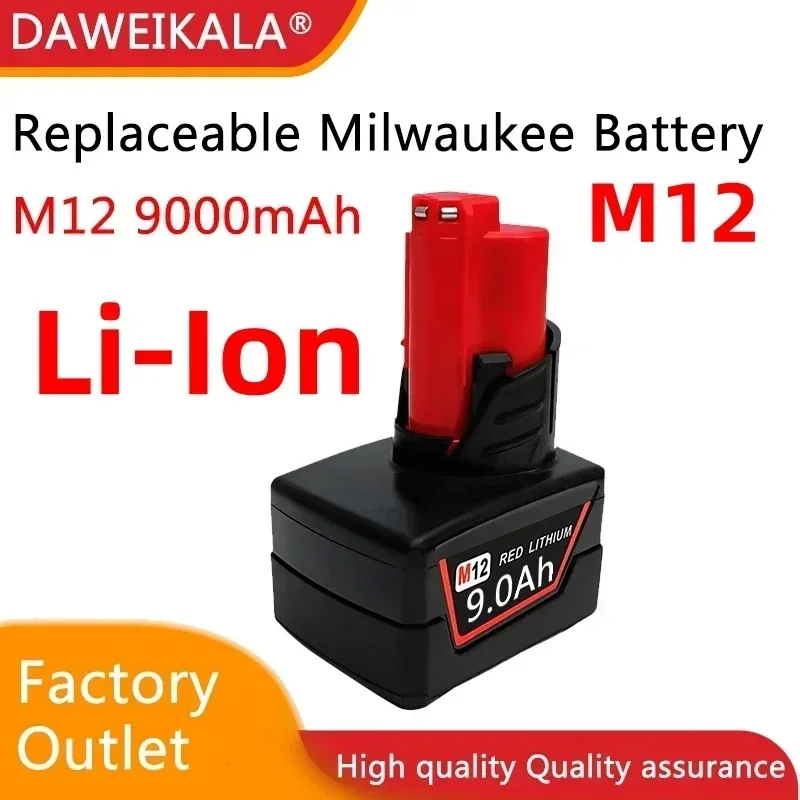 Batteria 12V Ricaricabile Milwaukee M12 Xc, Strumento Wireless, 48-11-2402, 48-11-2411, 48-11-2401, Mil-12A-Li