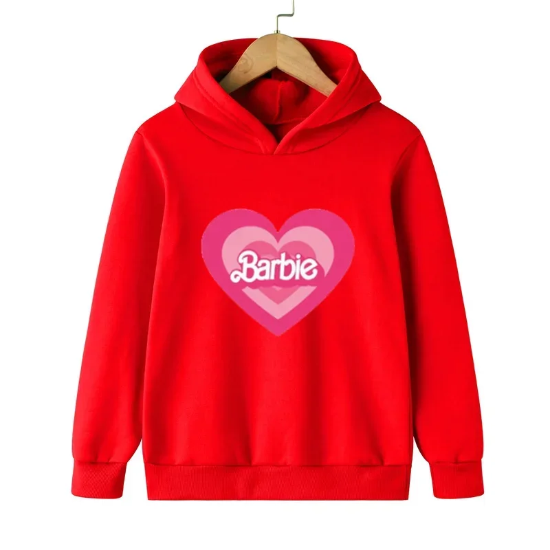thumbnail image 1 of Sudadera con capucha de forro polar con estampado de dibujos animados de Barbie para niña, sudadera Kawaii de manga larga, ropa para bebé, primavera y otoño, 1 of 5