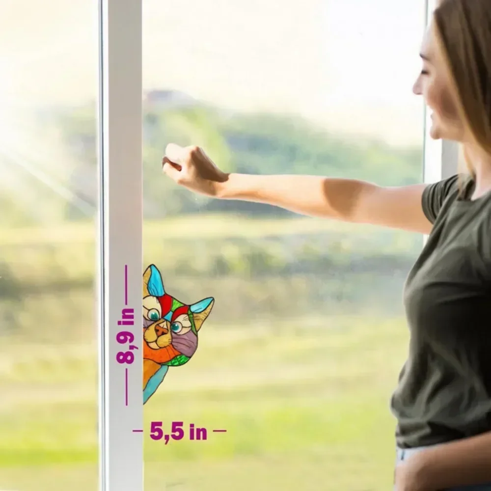 Cute Cat Glass Window Self-adhesive Stickers, Waterproof Moisture-proof Glass Film Bedroom Living Room Car Window Decoration NEW 4