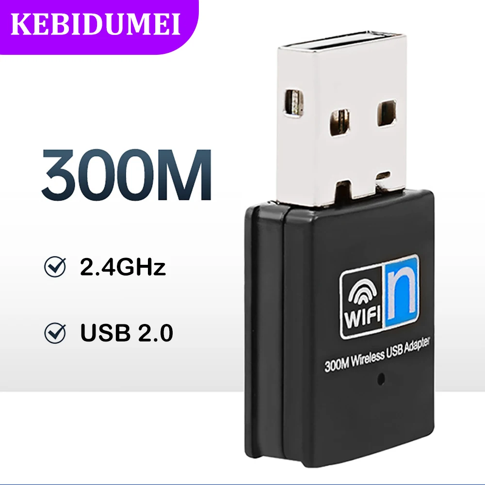 300Mbps 무선 네트워크 카드 USB 와이파이 어댑터, 2.4G 와이파이 어댑터, 와이파이 LAN 카드, 노트북 윈도우용 USB 동글, 802.11b/g/n
