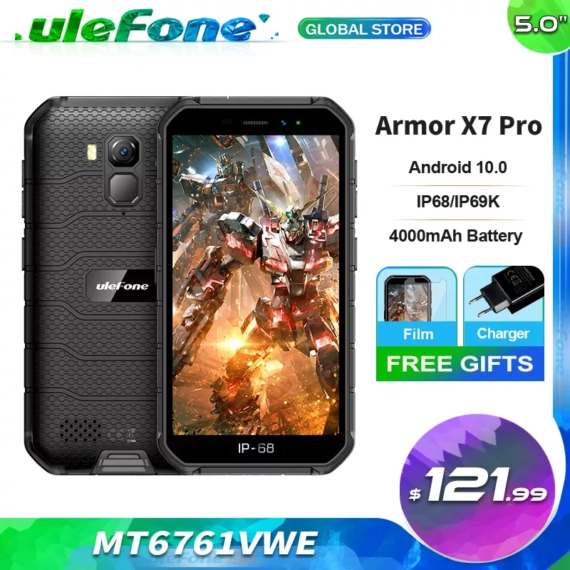 cheap android cell phones Ulefone Armor X7 Pro IP68/IP69K Waterproof Rugged Phone Android 10 Mobile Phone 4GB RAM 32GB ROM NFC 4000mAh Smartphone cellphones android