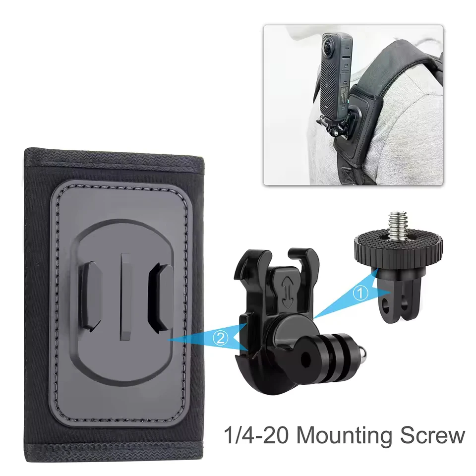 360° Rotate Buckle Adjustable Backpack Shoulder Strap Belt Mount for GoPro Hero 13 12 11 10 9 Dji Action 5 Insta360 Accessories