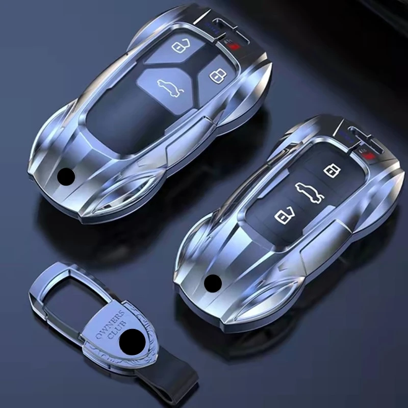 Zinc Alloy Car Key Case Cover with Boutique Metal Leather Keychain for AUDI A6 A4 A3 Q2 Q3 Q5 Q7 A7 A8 Car Key Shell Protector key case key case cover car key shell