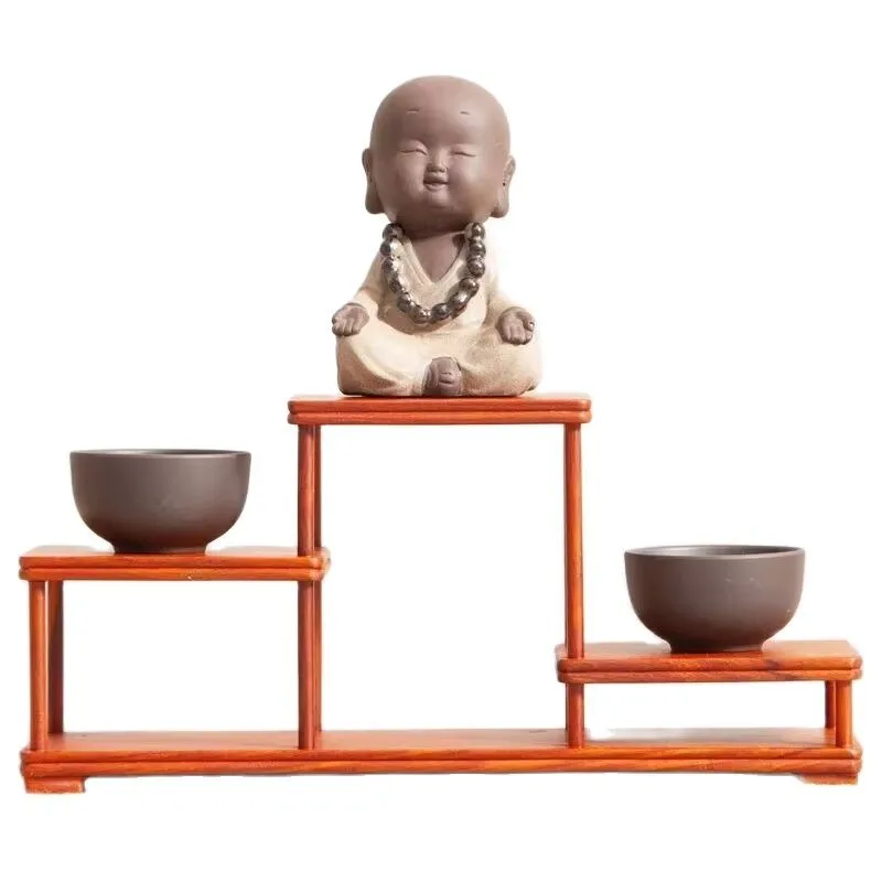 

Coffee Pot Tea Cup Storage Shelves Natural Solid Wood Shelf Crafts Vase Flower Pot Bansai Display Stand Teapot Decorative Rack