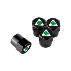 Clover Wheel Tire Valve Caps - Stylish and Durable Automotive Accessory (Black)