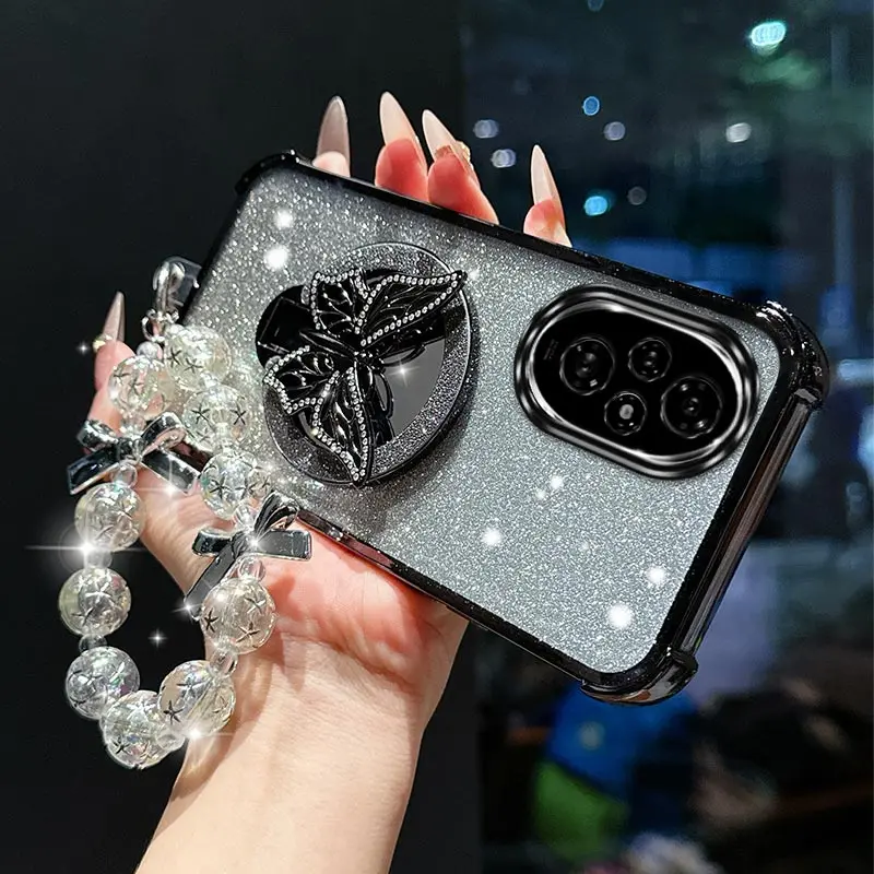 Elegant Butterfly Bracket and Lanyard Phone Case