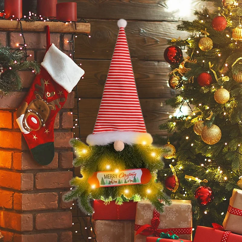 

Рождественские Мини-елки с гирляндой, праздничное гном, рождественские украшения для рождественского декора, прочное праздничное украшение для двери