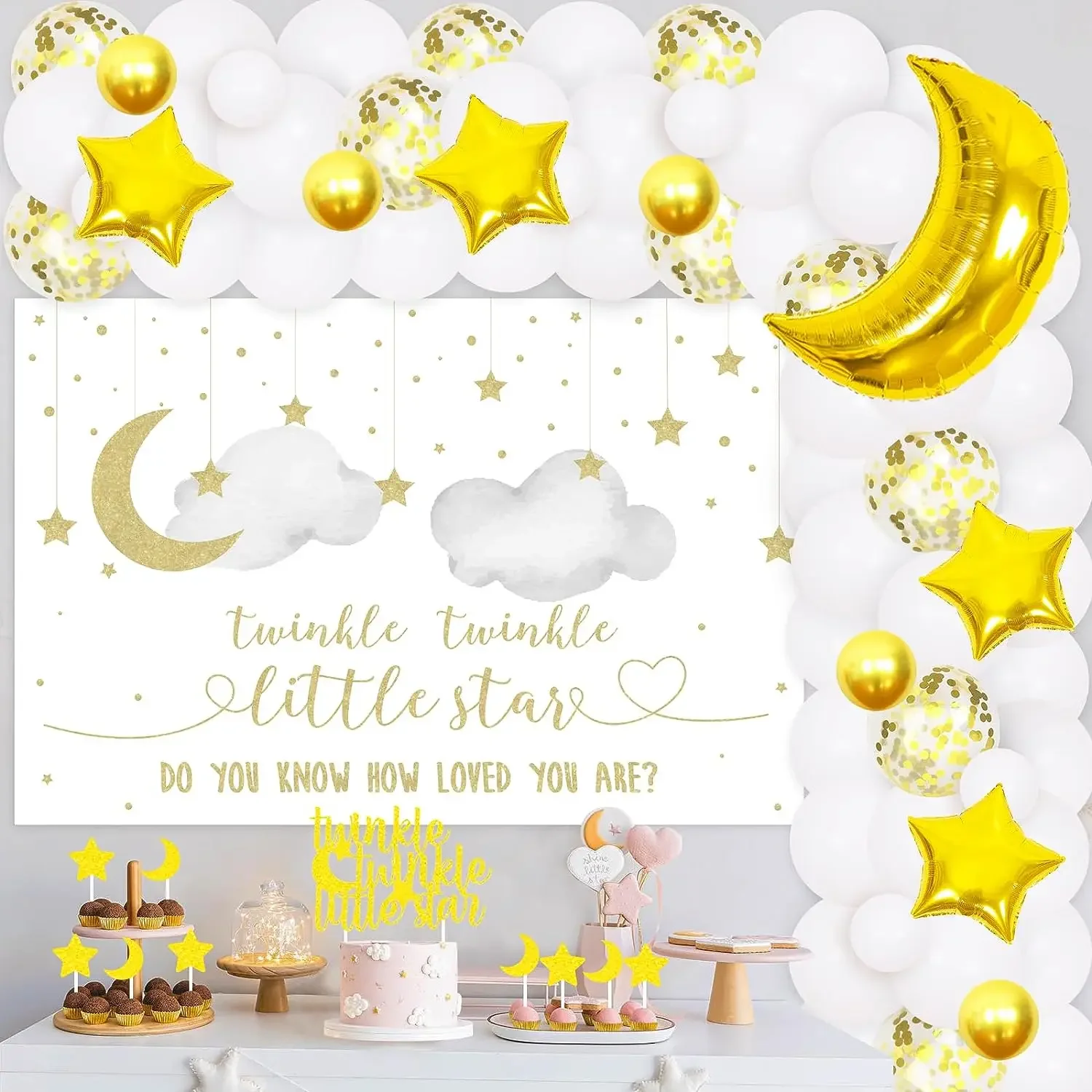 

Twinkle Twinkle Little Star Balloon Garland Kit, Baby Shower Decor, Star Moon, Foil Balloons, Backdrop, Cake Toppers, Supplies