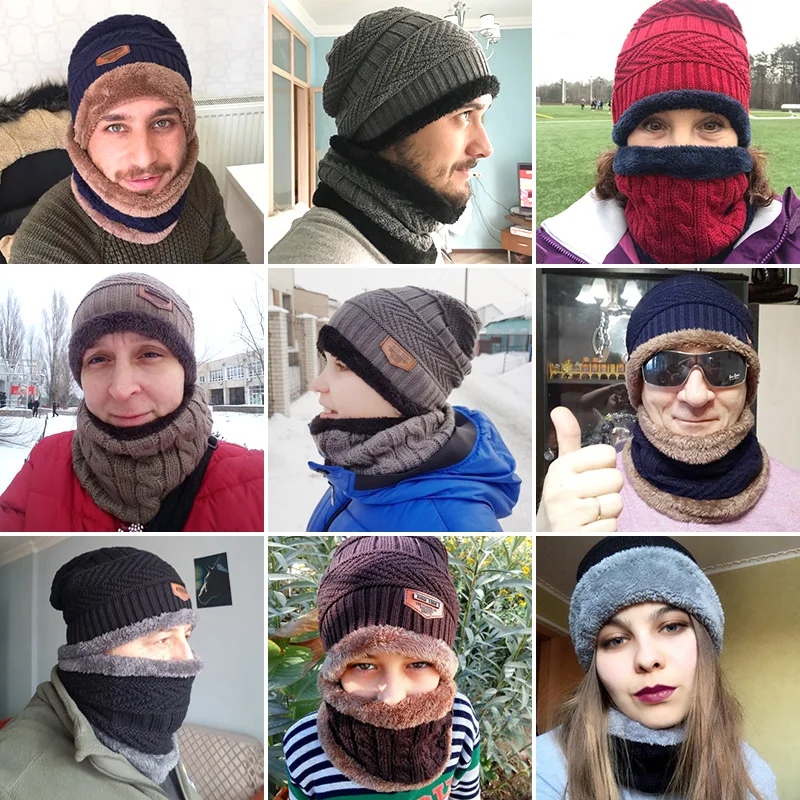 Winter Hats For Men Skullies Beanie Hat Winter Cap Men Women Wool Scarf Caps Balaclava Mask Bonnet Knitted Hat Gorras 2