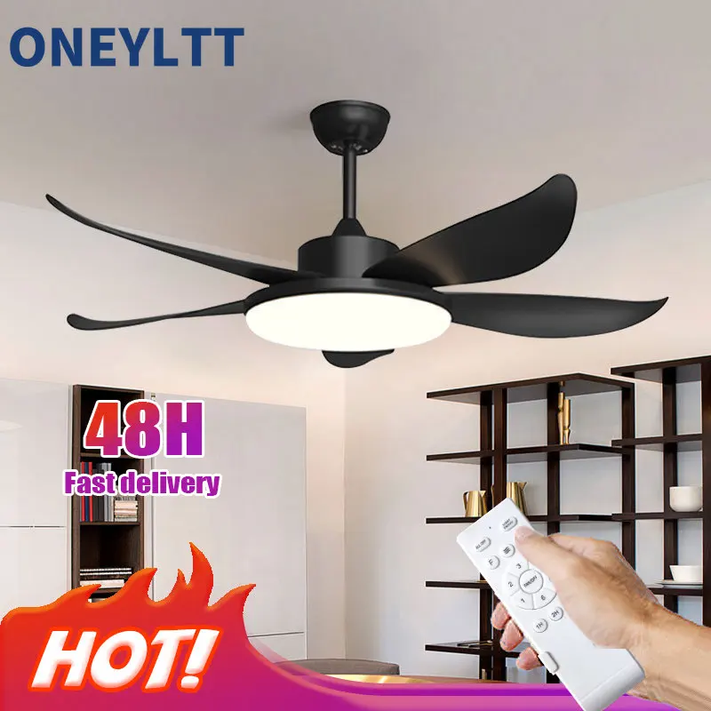 

42Inch LED Ceiling Fan Lamp Roof Light Reverse DC Fans Plastic Blade Dining Room Ventilador de Techo 110V 220V Remote Control