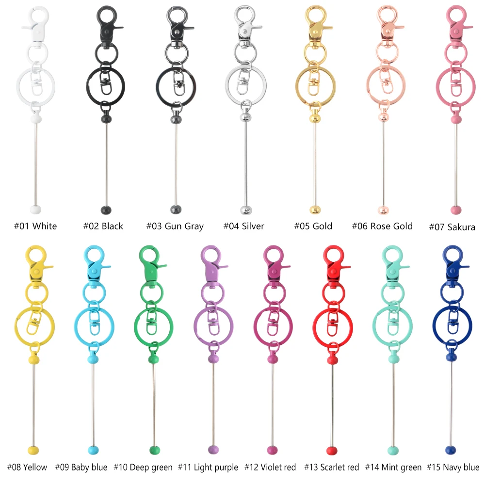 금속 구슬 열쇠 고리 구슬 키 체인 랍스터 클로 걸쇠 키 체인, DIY 자동차 키 체인 가방 배낭 장식 펜던트, 10 개, 50 개, 100 개