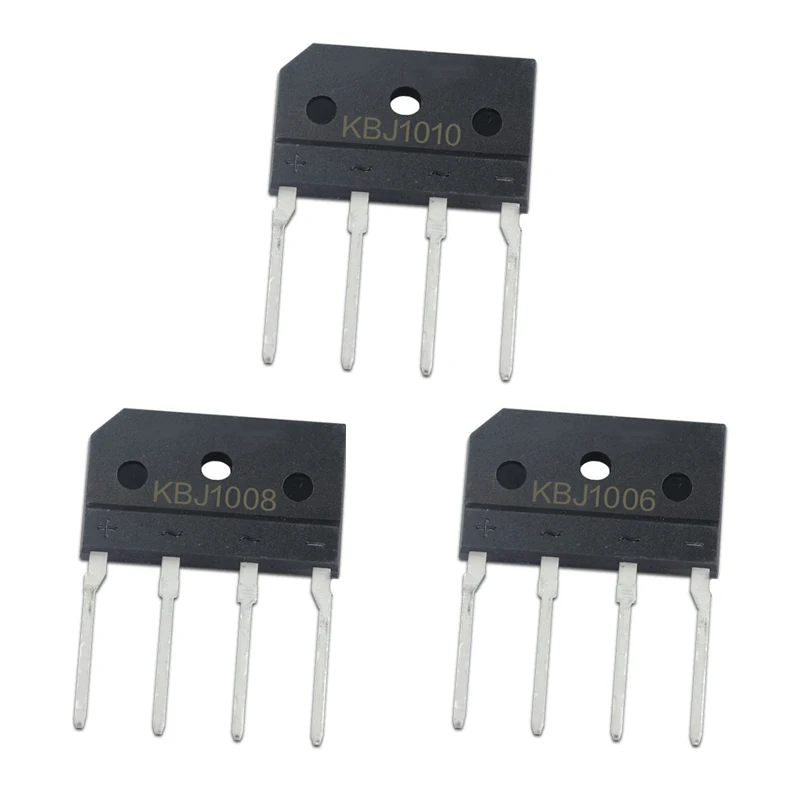 

10~500Pcs KBJ1010 KBJ1008 KBJ1006 Bridge Rectifier KBJ10M/10K/10J Bridge Stack 10A 1000V/800V/600V KBJ Flat Bridge Cutable Foot