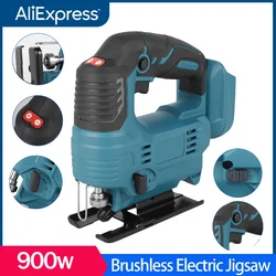 Brushless Electric Jigsaw 900W Cordless Jig Saw with 3 Variable Speed Adjustable Woodworking Power Tools For Makita 18V Battery