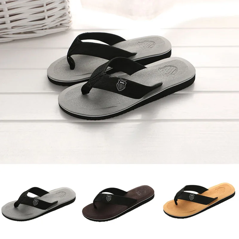 

Summer Men Slippers Shoes Flip-flops Beach Sandals Indoor Outdoor Casual Home Non-slip Casual Flat Shoes Zapatillas Hombre