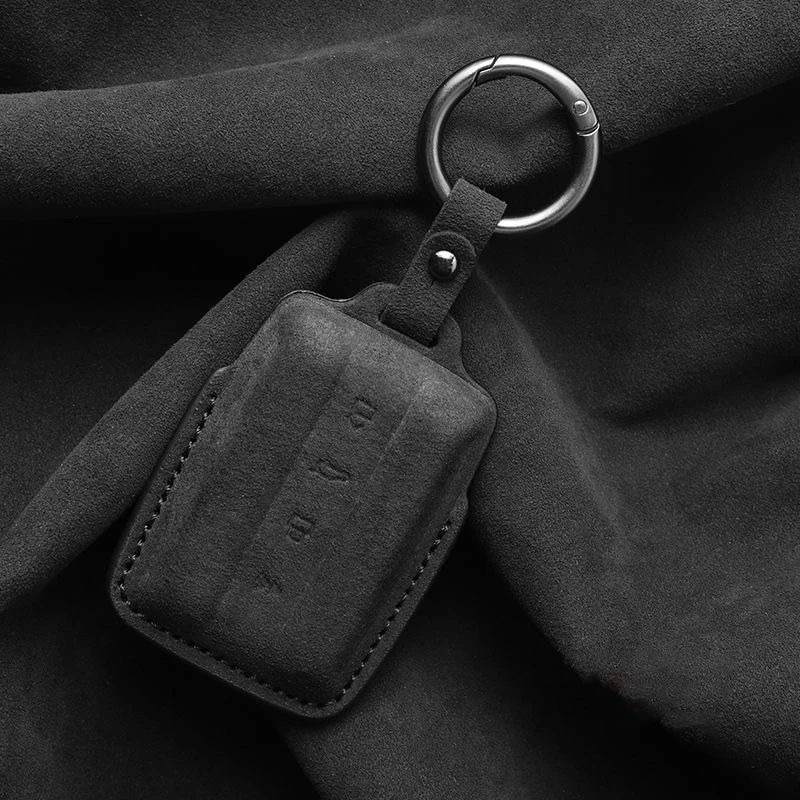 Premium Suede Key Case with Leather Cover and Keychain – Car Accessories