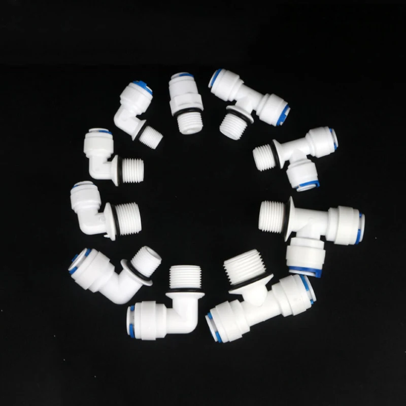 RO Water Pipe Fitting 1/4"3/8"OD Hose 1/8"1/4"3/8"1/2"Male Thread With Seal Ring Plastic Quick Connector Water Purifies System hose pipe fitting pipe fitting water pipe fitting
