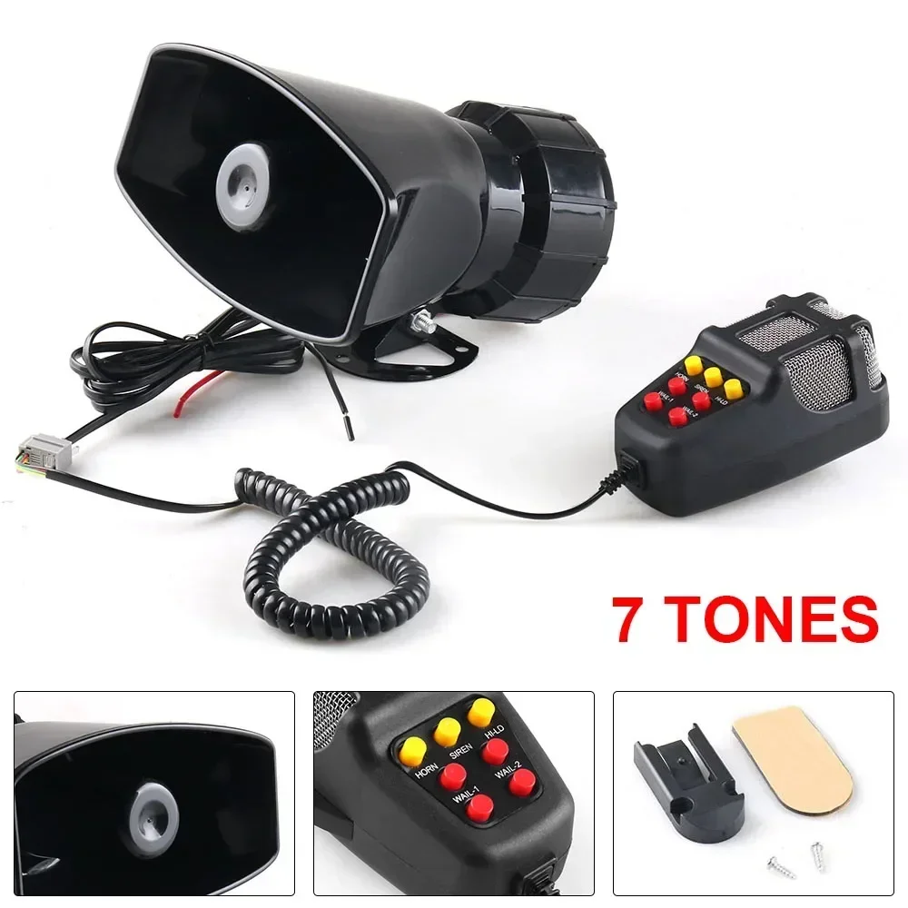 

12V 100W 120-150dB 7 Sound Car Electronic Warning Siren Motorcycle Alarm Firemen Ambulance Loudspeaker with MIC for Car