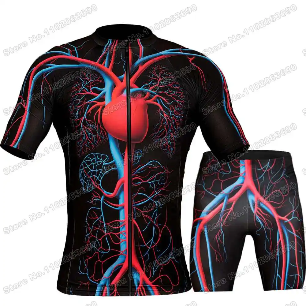 2023 Human Circulatory System Cycling Jersey Set Summer Cycling Clothing Men Road Bike Shirt Suit Bicycle Bib Shorts MTB Maillot 6