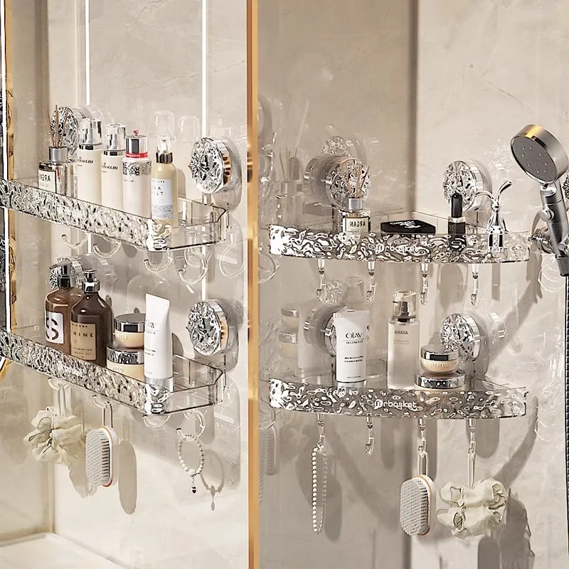 Bathroom Storage Rack Wall Mounted Non Perforated Household Strong Suction Cup Storage Rack Bathroom Toiletries 5