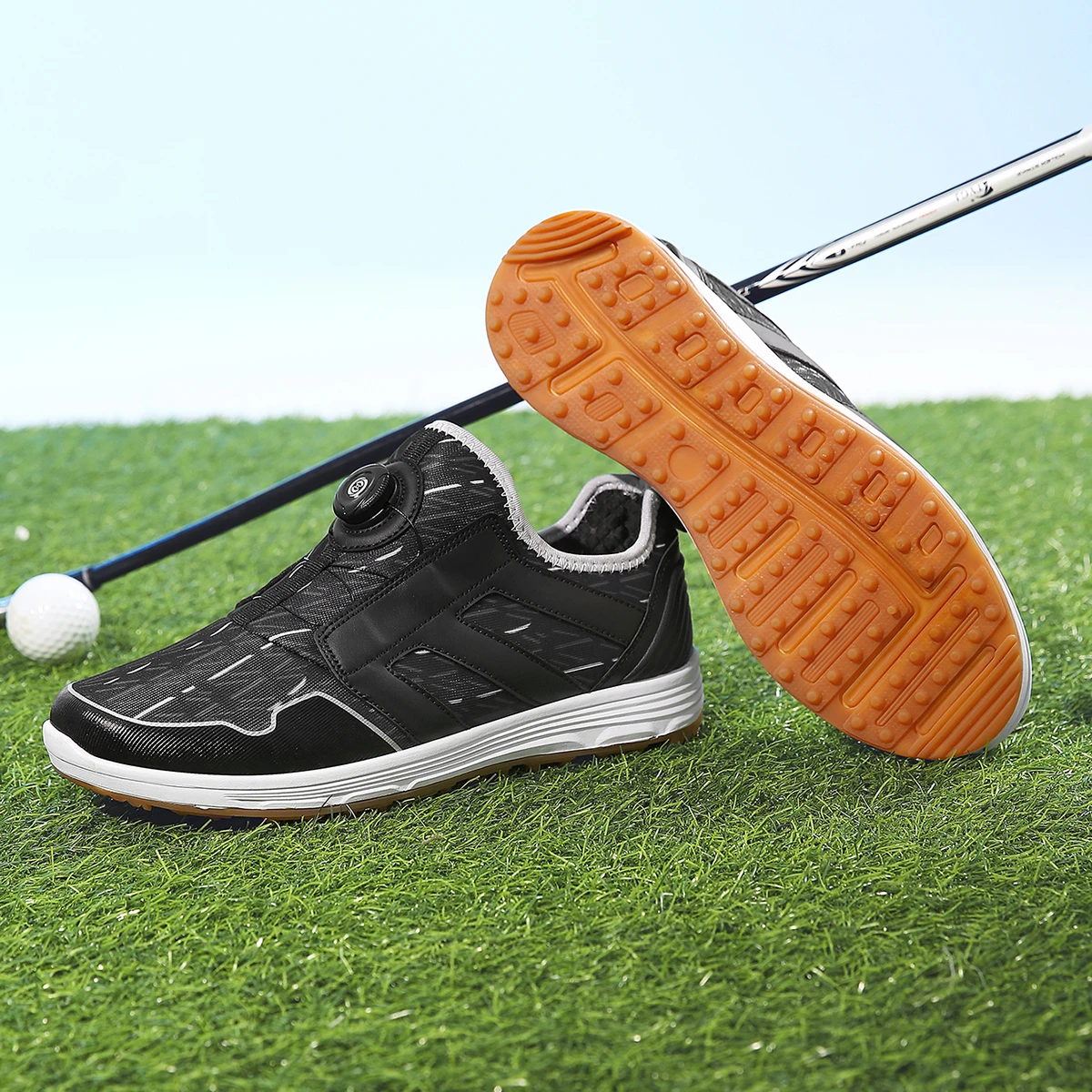 Men's Golf Shoe Professional Fitness Golf Shoe Men's Track and Field Lawn Jogging Shoe Grass Golf Shoe Men's Walking Shoe