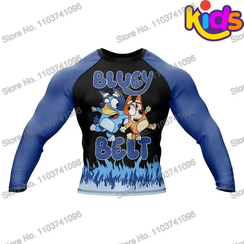 Rash Guard Surfing Swimsuit Kids Heeler Rollers Diving T-Shirt Tight Long Sleeve Boys Rash Guard BJJ MMA Swimwear Surf Clothing Beach Floatsuit Girls Tops