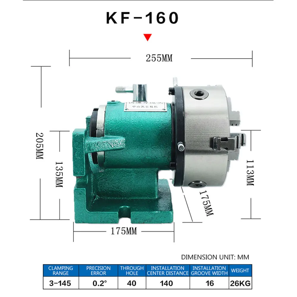 수직 및 수평 인덱서 척 벤치 드릴, 분할 헤드 KF-125, 5 인치 간단한 퀵 밀링 머신, 범용 드릴링