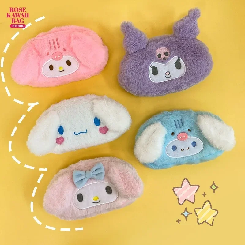 

Sanrio Plush Bag Soft Cute Cure Kuromi Plush Cinnamoroll Storage Bag Kawaii Cartoon Melody Cute Makeup Bag for Children Gifts