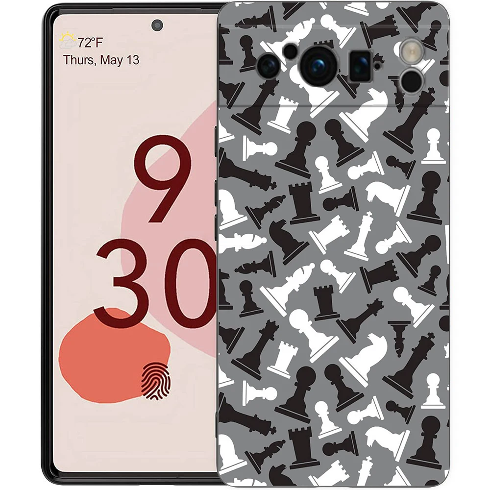Elegant Checkerboard Chess Board Design Soft Black TPU Phone Case - Luxury Back Cover
