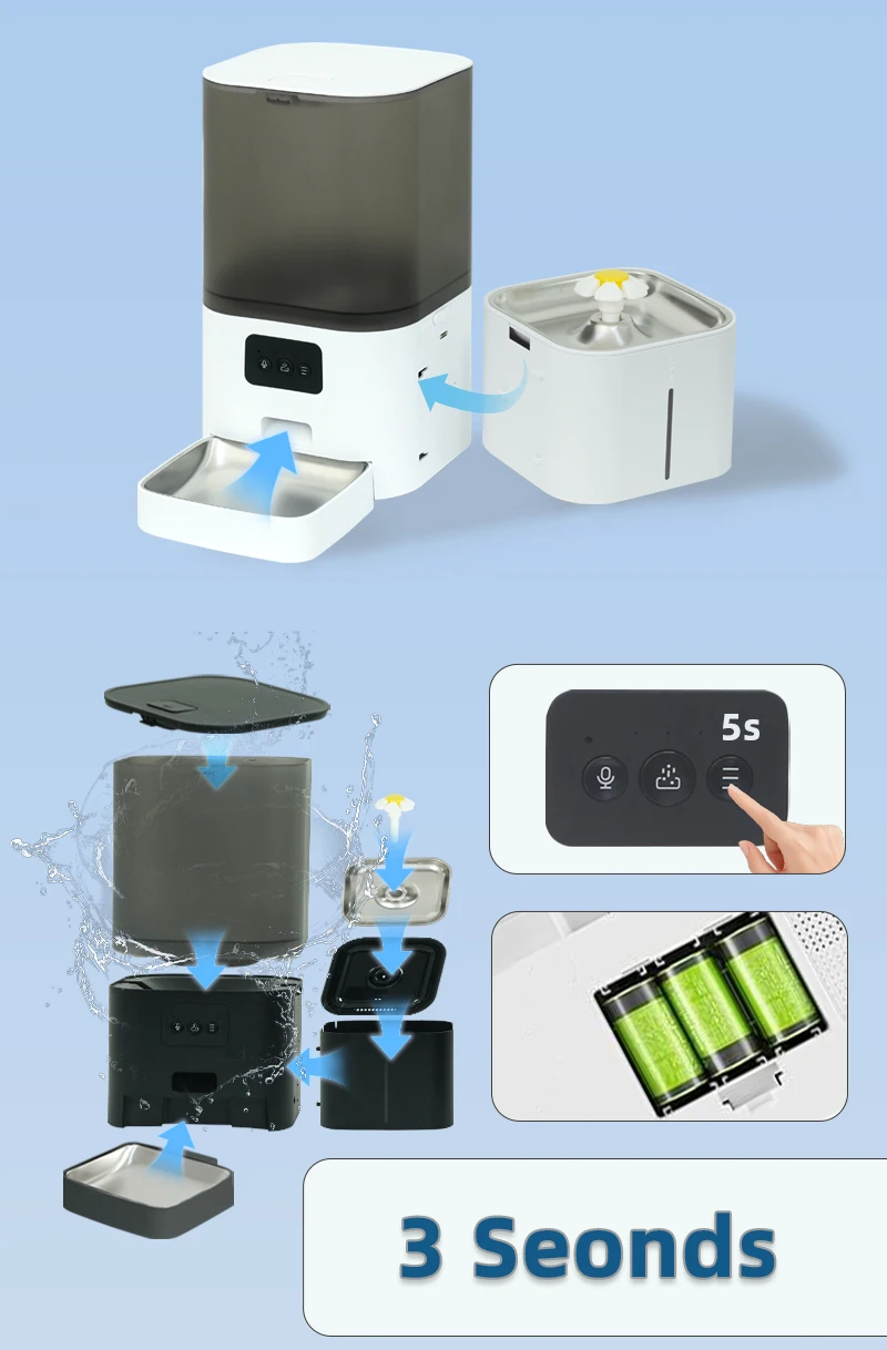 Smart Automatic Pet Feeder And Water Fountain With Wifi App Control_voghion.com