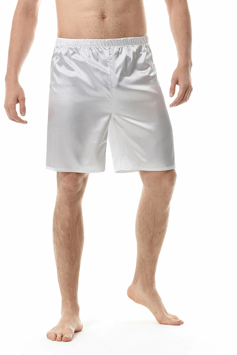 

Solid Color Silk Soft Pajama Pants Fashion Home Micro-bomb Comfortable Men's Shorts Male Casual Loose Smooth Daily Shorts Hombre