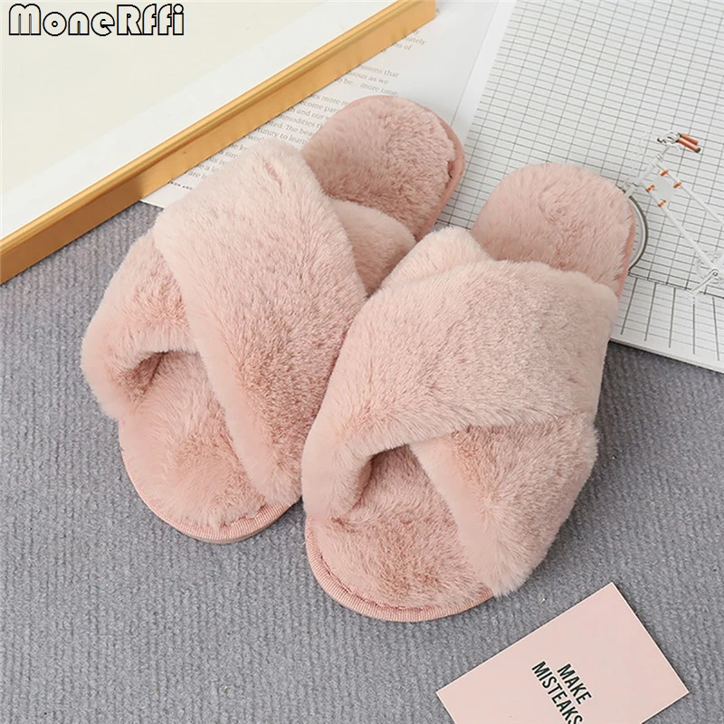 Warm Shoes Woman Winter House Slippers Indoor Female Faux Fur Slip on  Comfortable Slides Pink Flats Women Home Slipper - AliExpress
