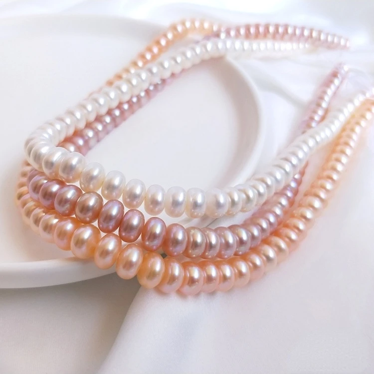 5*8mm Natural Bright Freshwater Pearl Flat Round Abacus Beads Basically Flawless Scattered Beads DIY Handmade Jewelry Materials