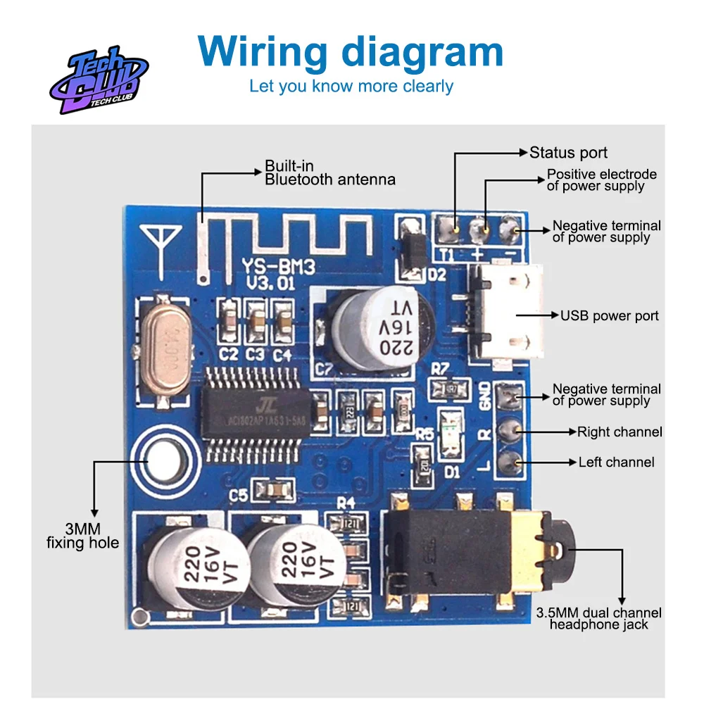 

3.7-5V Bluetooth4.1-Compatible Audio Receiver Board MP3 Lossless Decoder Wireless Stereo Music Module