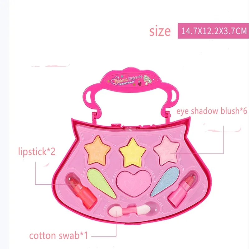 Girls Makeup Tools Set Pretend Play Kit Toys Simulation Lipstick Eye Shadow Blush for Kids Cosplay Christmas Birthday Happy Gift