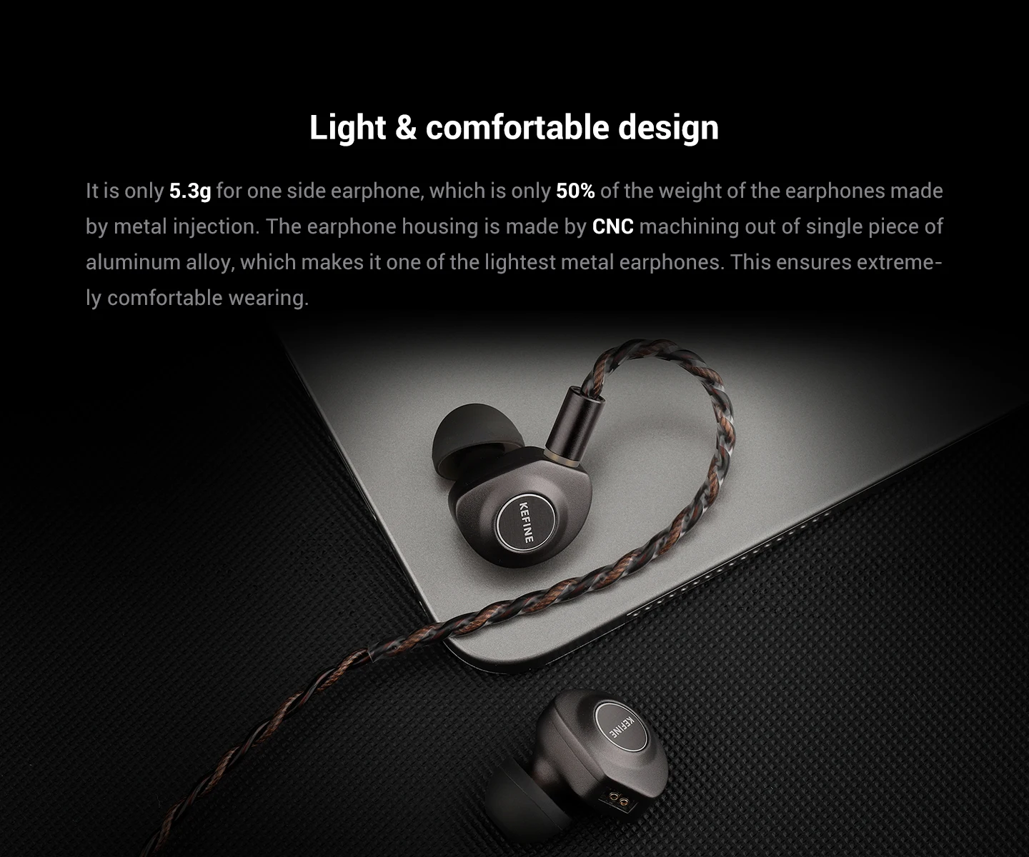 KEFINE Delci 10mm DLC+PU Diaphragm Dynamic Driver Hifi Wired IEM Earphones with CNC Metal & Detachable 0.78mm 2pin 3.5mm Cable 3