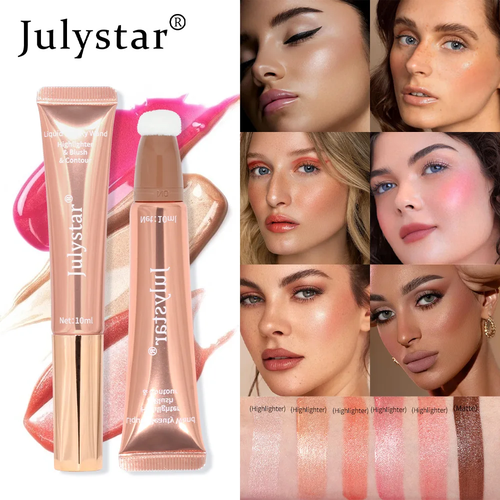 

Julystar Liquid Powder Blusher High Gloss Contouring Eye Shadow Brightens The Body Nature Powder Blusher Stick Female Makeup