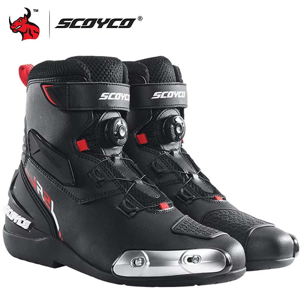SCOYCO Motorcycle Boots Botas Moto Microfiber Leather Motocross Off-Road Racing Boots Motorbike Riding Shoes Men Moto Boots 1